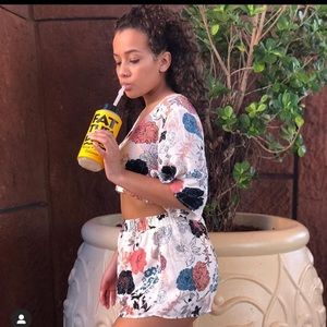 Two-piece floral crop & shorts set, Fashion Nova